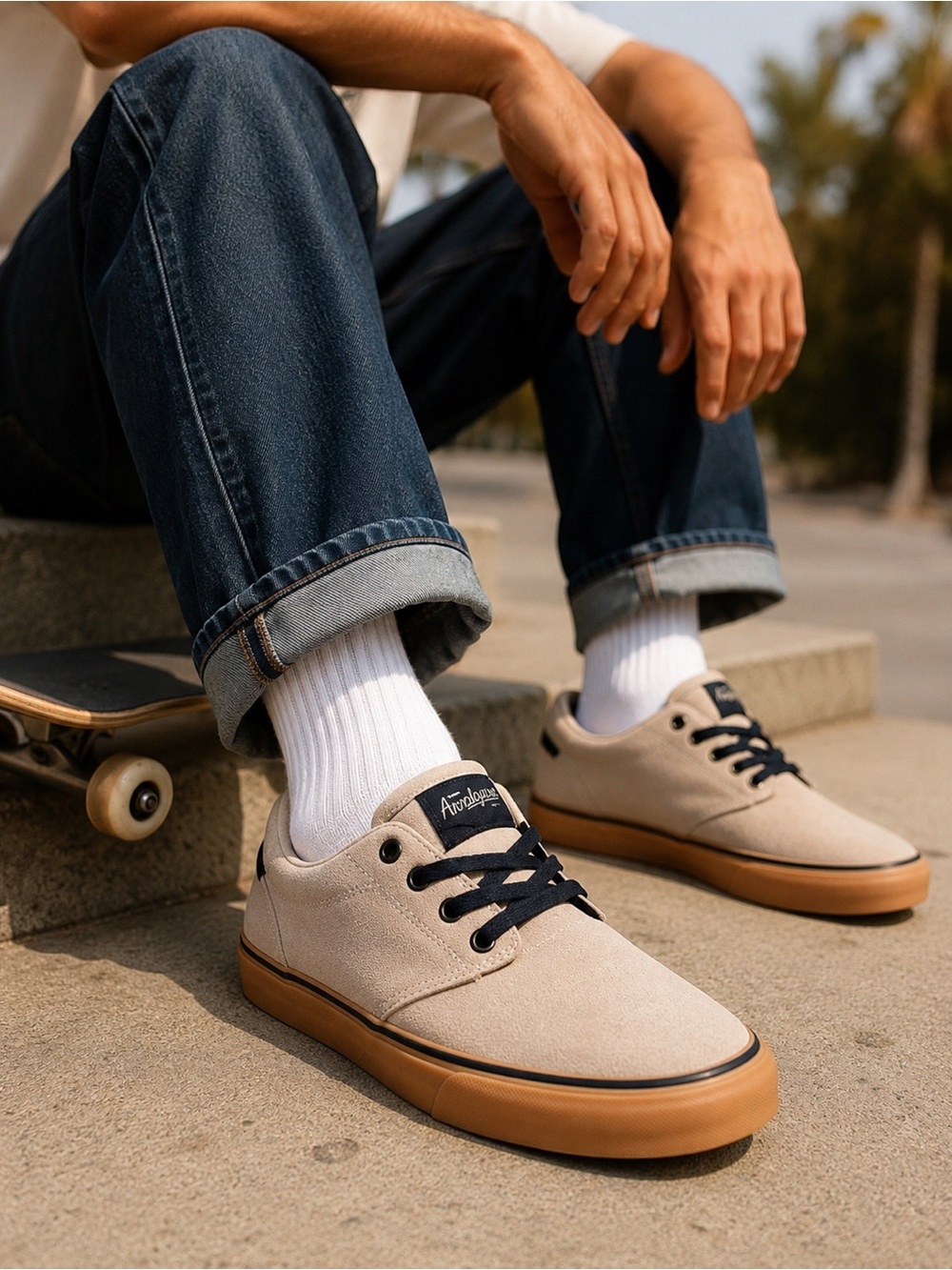 Globe GS Skate Shoes Sesame Gum Suede Sneakers Men’s Size 5  *NEEDS INSOLES*